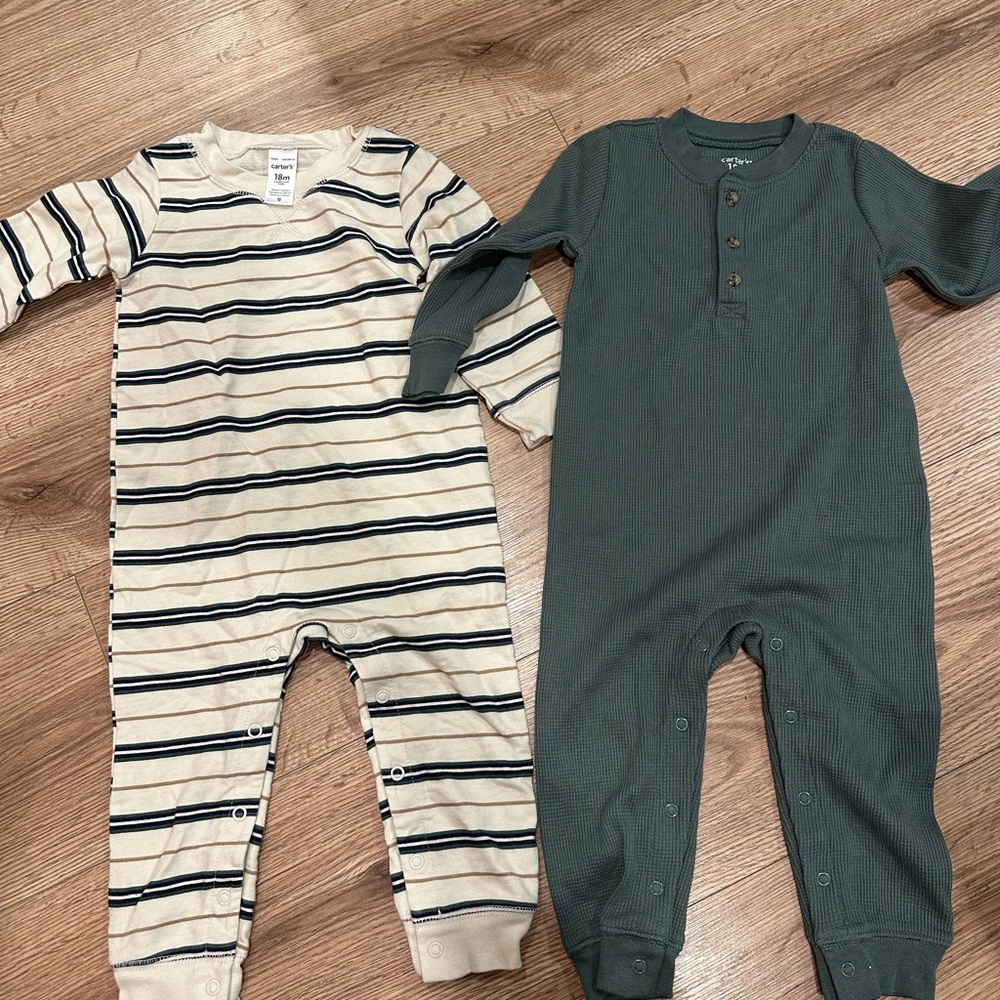 Carter’s Cream and Green Striped & Green Kids outfits